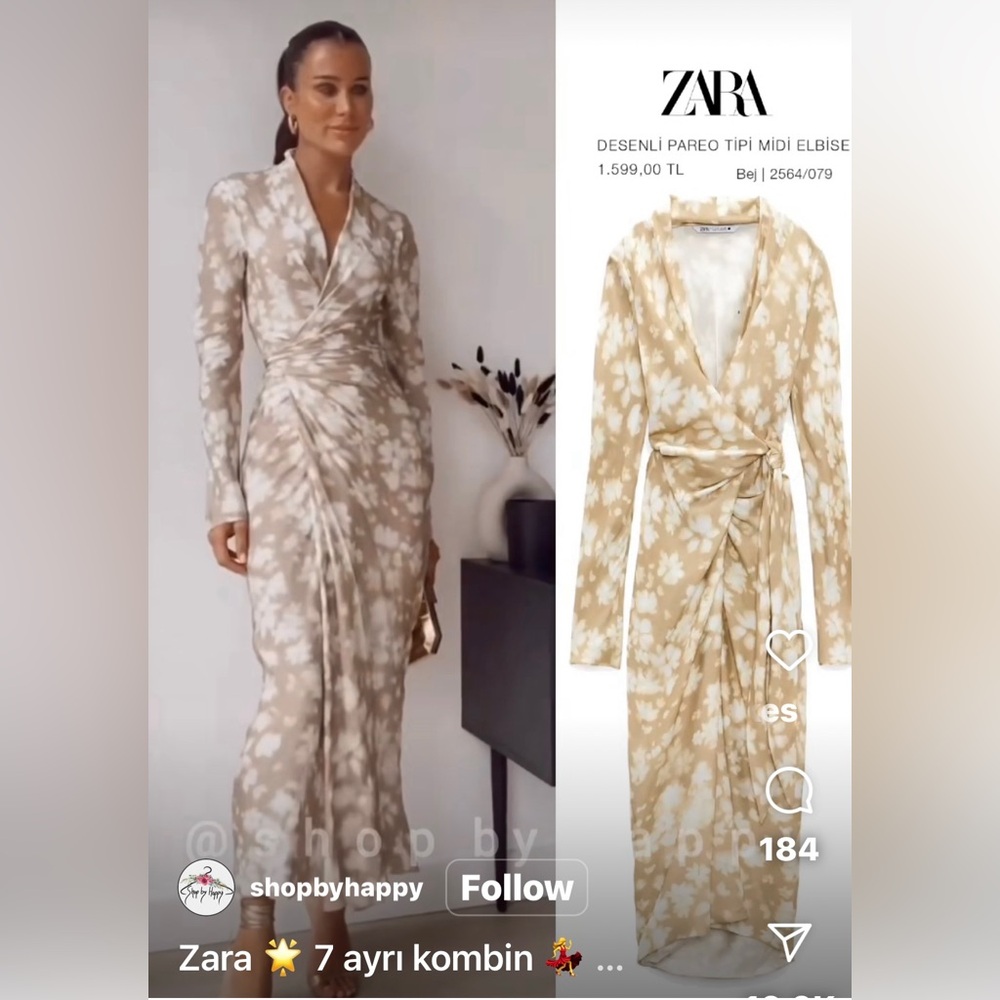 Zara wrap dress size L, excellent condition.